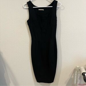 Stefanel little black dress fitted and stretchy flatter seams size 6